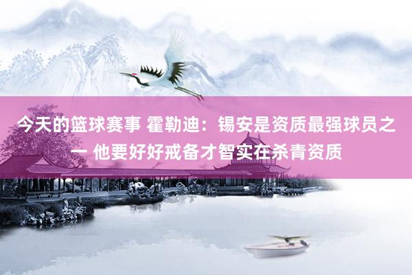 今天的篮球赛事 霍勒迪：锡安是资质最强球员之一 他要好好戒备才智实在杀青资质